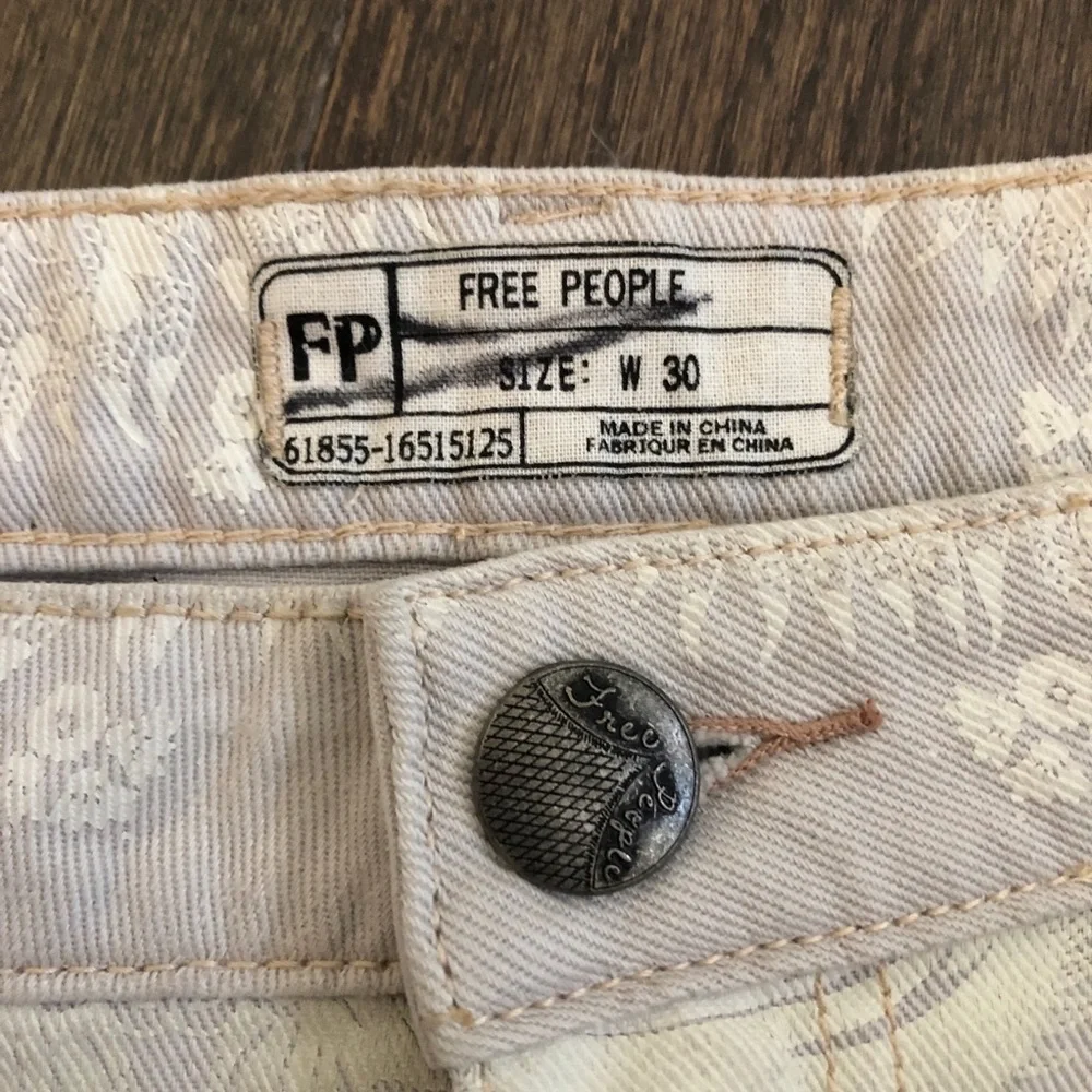 Free People Floral Cream Print Cutoff Jean Shorts